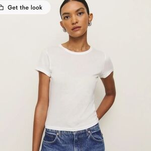 REFORMATION MAX SLIM TEE IN WHITE